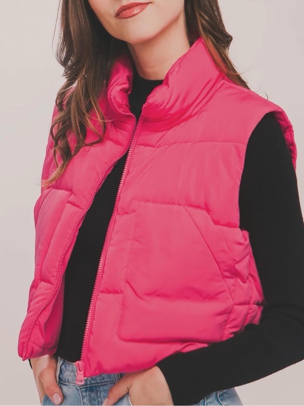 Women’s Hot Pink Quilted Puffer Vest